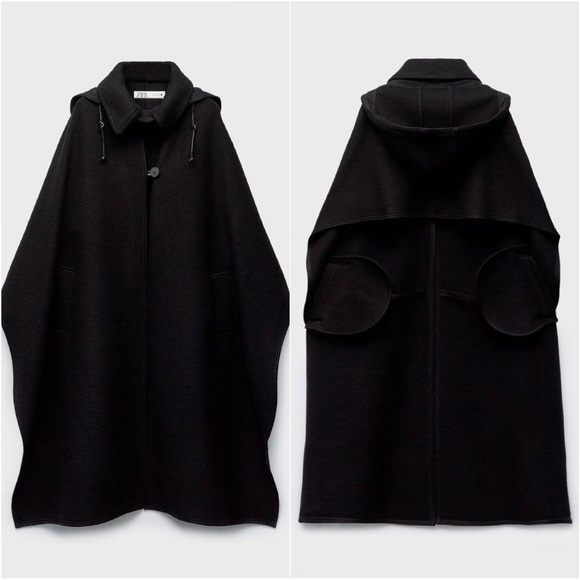 ZARA ~ HOODED WOOL CAPE ZW LIMITED EDITION - Picture 3 of 17